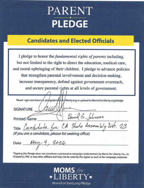 David Johnson pledge